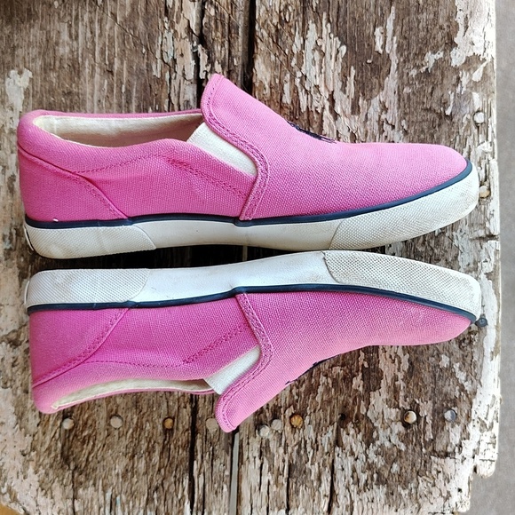 Ralph Lauren Polo toddler shoes size 3 Pink Canvas Slip Ons - Picture 3 of 10